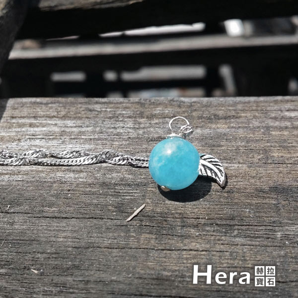 Hera925純銀手作天然海藍寶羽毛項鍊/鎖骨鍊