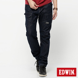 EDWIN 低調簡潔 E-F 貼袋機能3D窄直筒牛仔褲-男款(原