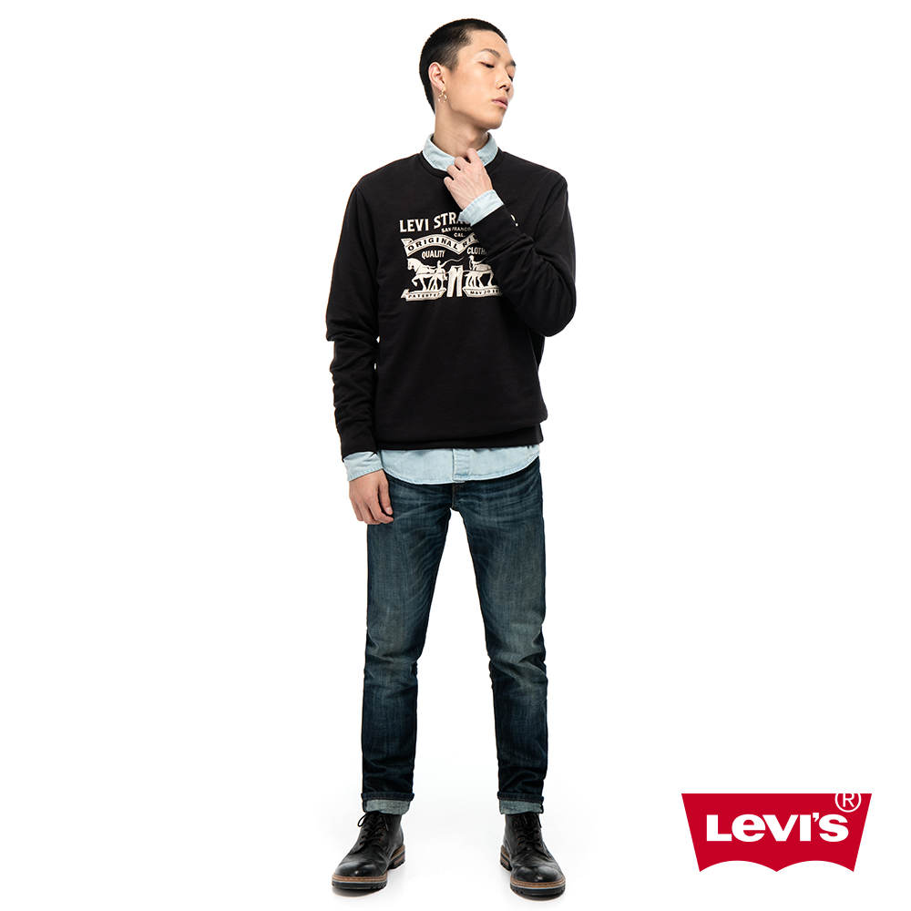 Levis 男款 大學TEE 雙馬LOGO 黑