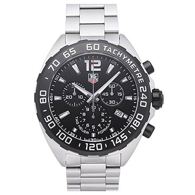 TAG HEUER 豪雅 FORMULA 1三眼計時黑面鍊帶款x43mm