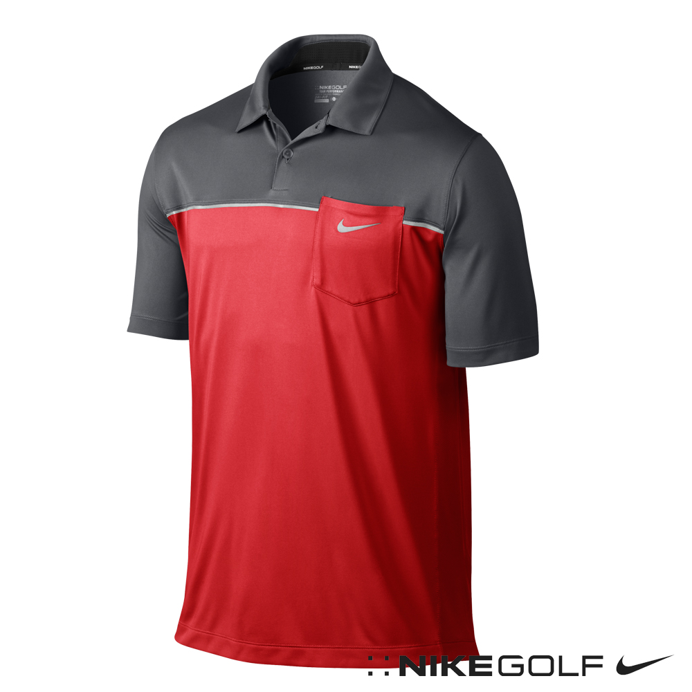 Nike Golf 休閒快速排汗短袖Polo衫-紅灰587256-619