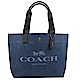 COACH 大LOGO單寧簡約托特包(藍) product thumbnail 1