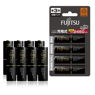 Fujitsu 低自放3號2450mAh 鎳氫充電電池(8顆入)
