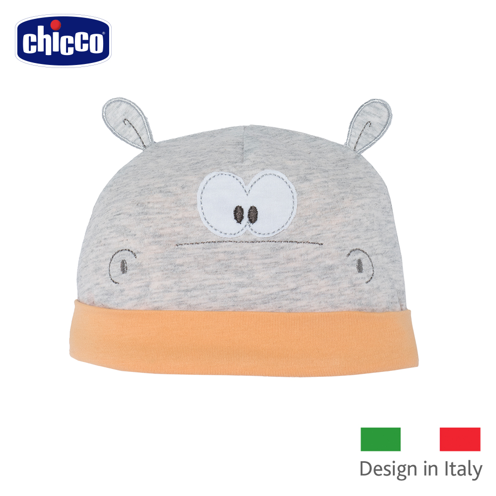 chicco-動物樂園河馬造型反摺嬰兒帽