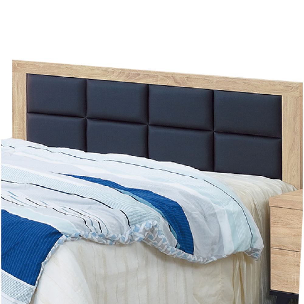 品家居 麗卡6尺木紋耐磨皮革雙人加大床頭片-182x4x91cm免組