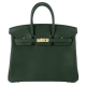 HERMES BIRKIN 滑質SW牛皮柏金包(銀釦/25CM/墨綠67) product thumbnail 1