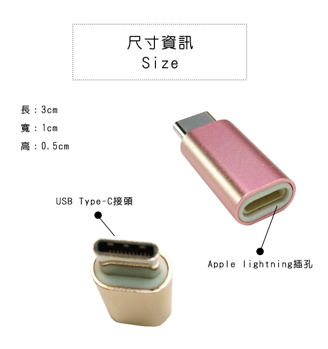 Apple lightning(母)轉TYPE-C(公)快速充電數據轉接頭(2入組)