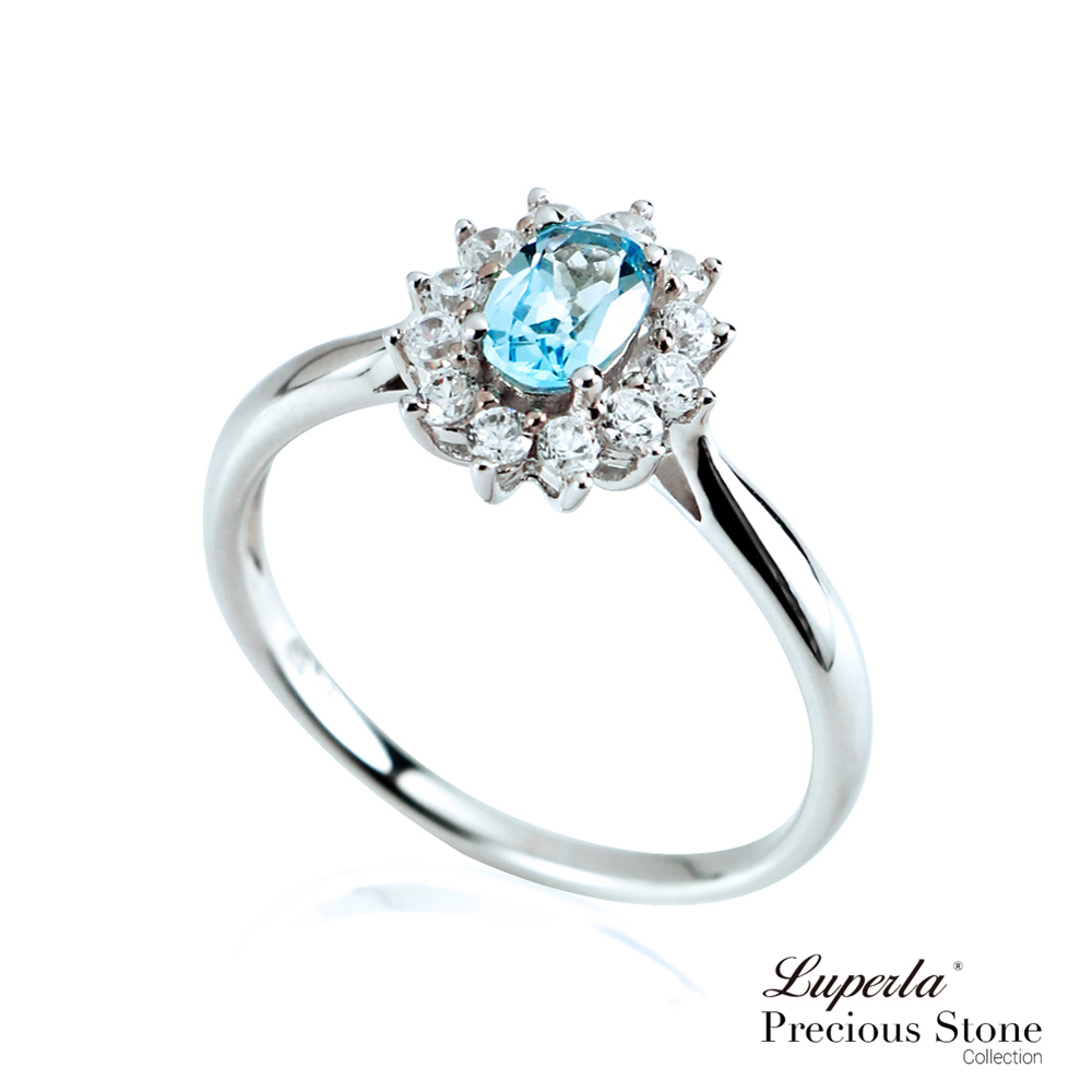 大東山珠寶 星座愛情 藍托帕石璀璨純銀戒指 燦爛極光