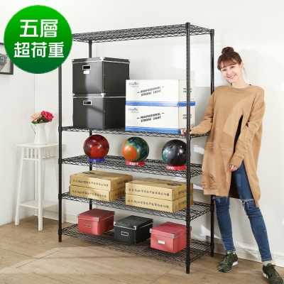 BuyJM超荷重黑烤漆加強型120x45x180CM鐵力士五層架/波浪架-DIY