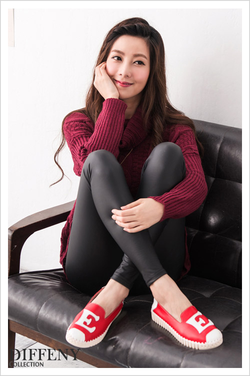 DN 舒適休閒 柔軟真皮E字百搭樂福鞋 紅