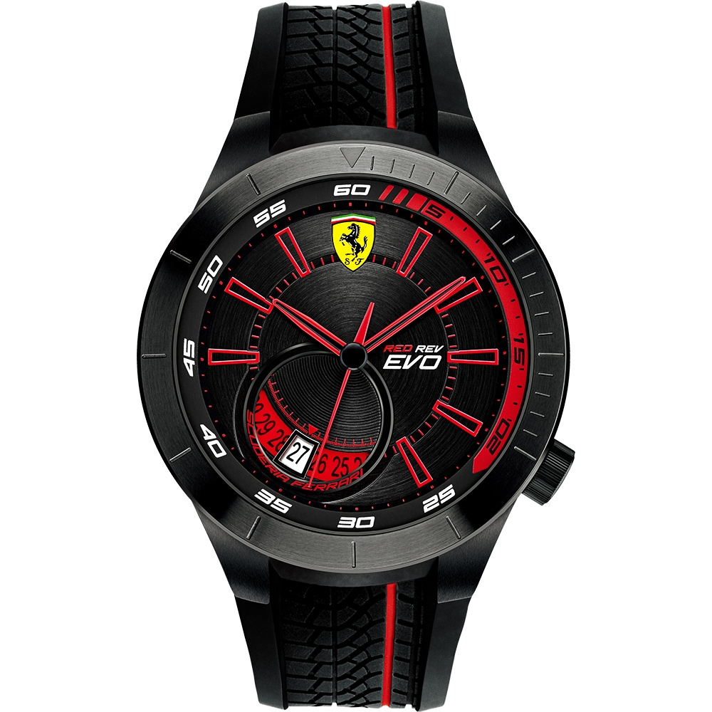 Scuderia Ferrari 法拉利 RedRev Evo 時尚腕錶-黑x紅/46mm