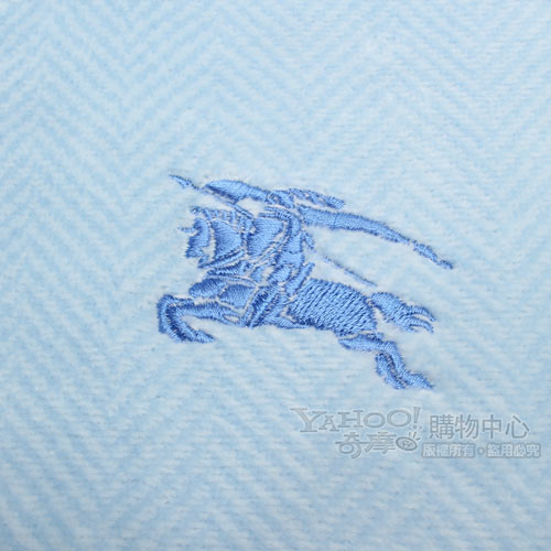 BURBERRY 經典刺繡戰馬純棉毛毯-水藍