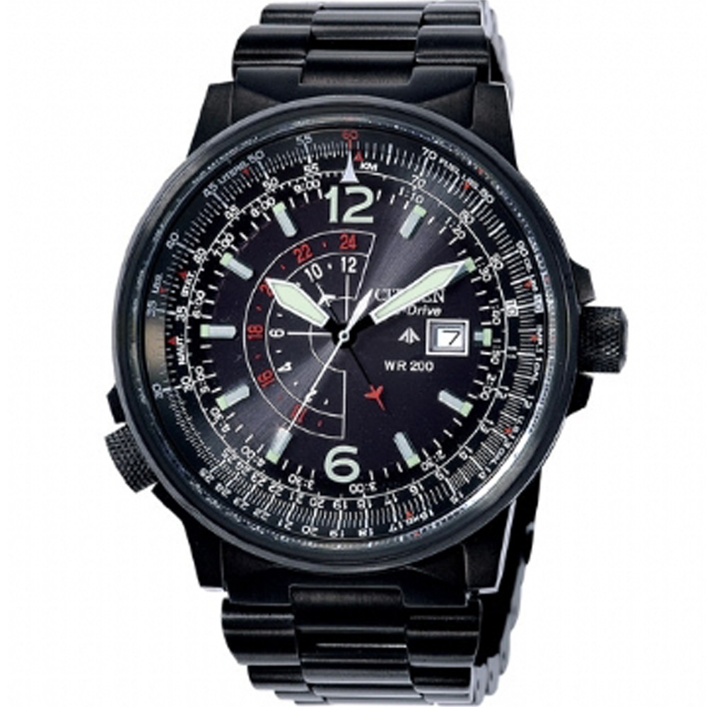 CITIZEN Promaste系列 GMT時尚腕錶(BJ7019-62E)-黑/40mm
