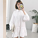 寬鬆荷葉裙擺襯衫洋裝 (白色)-AQUA Peach product thumbnail 1