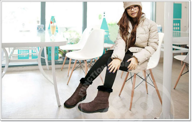 【魅力款】台灣製 女款 中筒專業暖毛保暖雪鞋/雪靴_咖啡