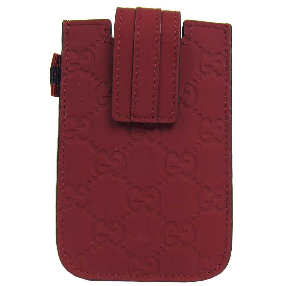 GUCCI Guccissima皮釦大LOGO iPhone套(紅)