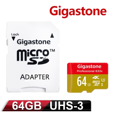 Gigastone 64GB MicroSDXC UHS-I U3 高速記憶卡 (附轉卡)