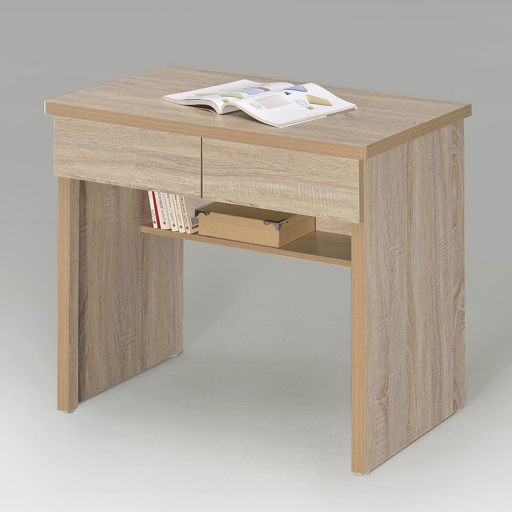 Homelike 簡約二抽書桌-橡木色-80x42x77cm