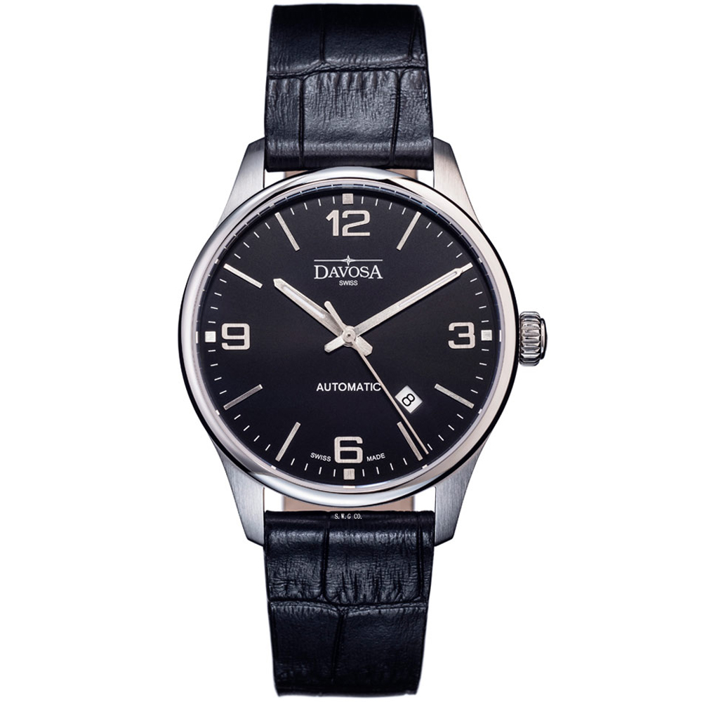 DAVOSA Gentleman 紳士系列經典腕錶-黑/44mm