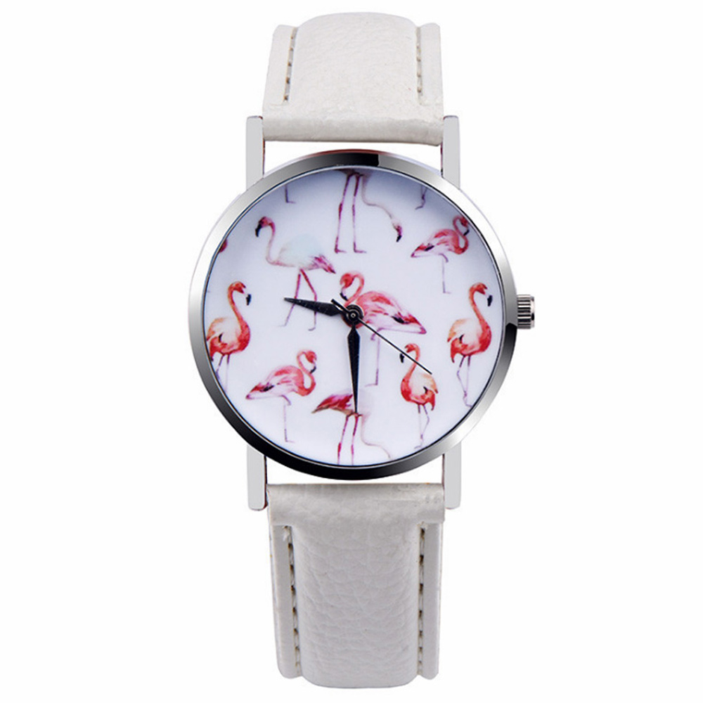 Watch-123 日日美好-紅鶴裝飾美麗隨行手錶-白色/37mm