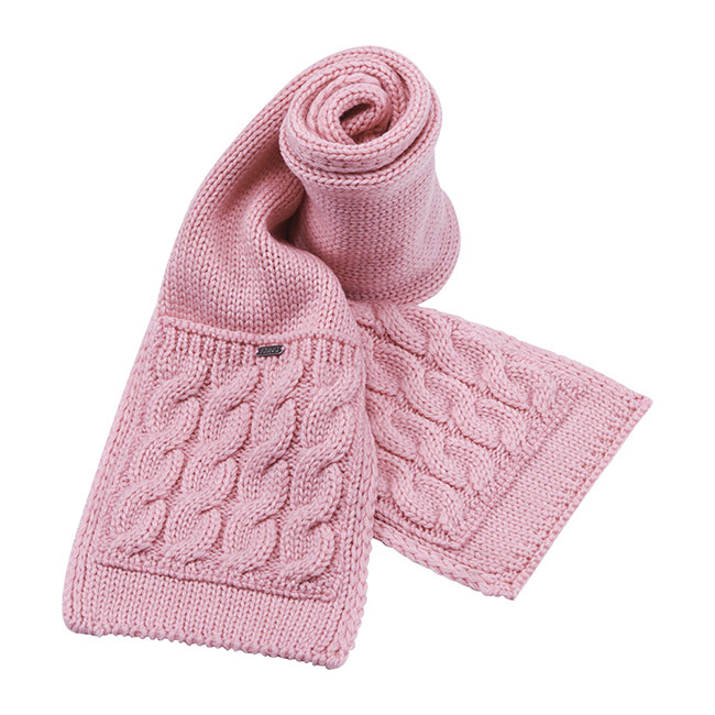 【ATUNAS 歐都納】附口袋可愛保暖針織圍巾 A-A1403 灰粉