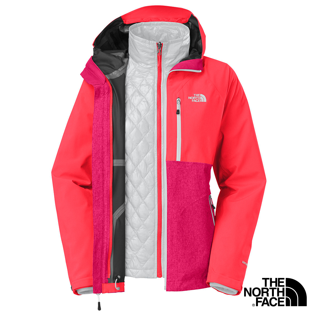 The North Face 女HyVentTHERMOBALL 兩件式外套 櫻桃粉灰