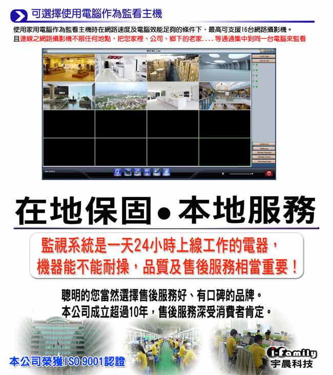 【宇晨I-Family】200萬畫素(H.265)-1080P戶外專用熱點/網路攝影機/監視器