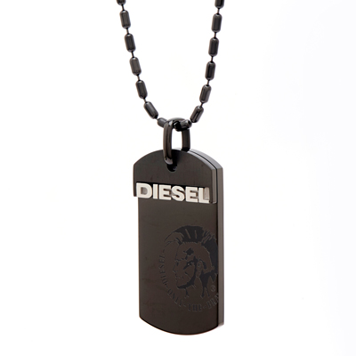 DIESEL 純黑街頭風軍牌項鍊(DX0004040)