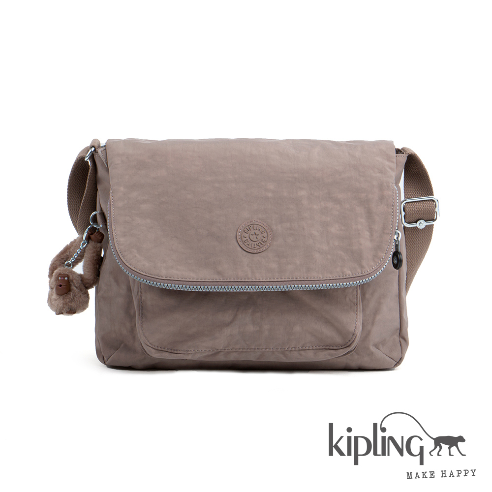 Kipling 斜背包 淺咖啡素面