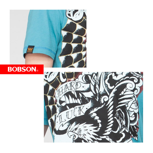 BOBSON 男款印圖短袖上衣(水藍24033-47)