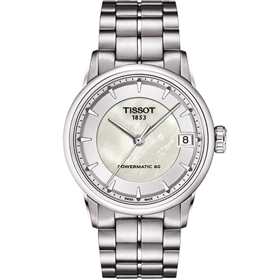 TISSOT 天梭 官方授權 T-Classic Luxury 珍珠貝機械腕錶 新春送禮-33mm T0862071111100