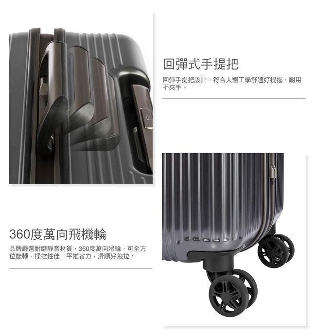 Samsonite 新秀麗 27吋Rexton直線條鋁框PC硬殼行李箱(碳灰)