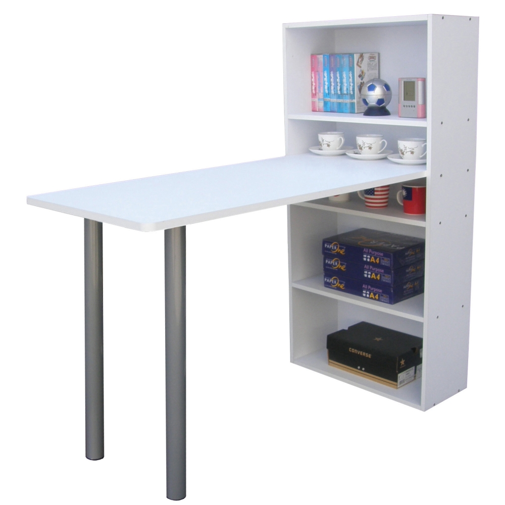 Dr. DIY 3+2格長方形書櫃型書桌-素雅白