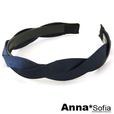 【3件480】AnnaSofia 交叉寬辮款 韓式髮箍(深藍)