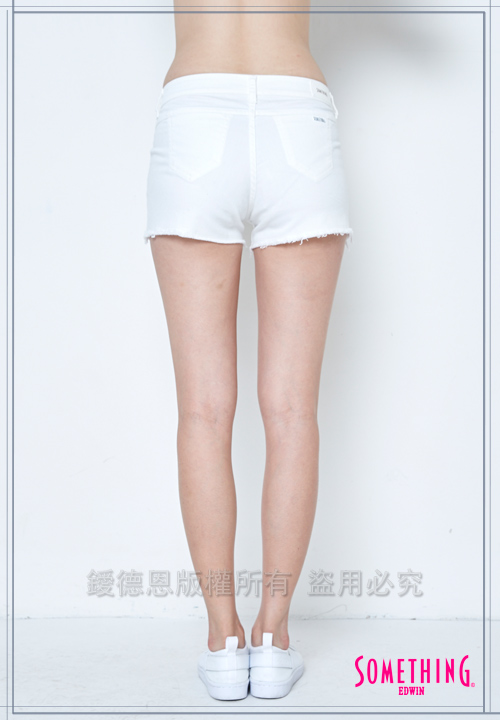 SOMETHING 玫瑰繡花短色褲-女-白色