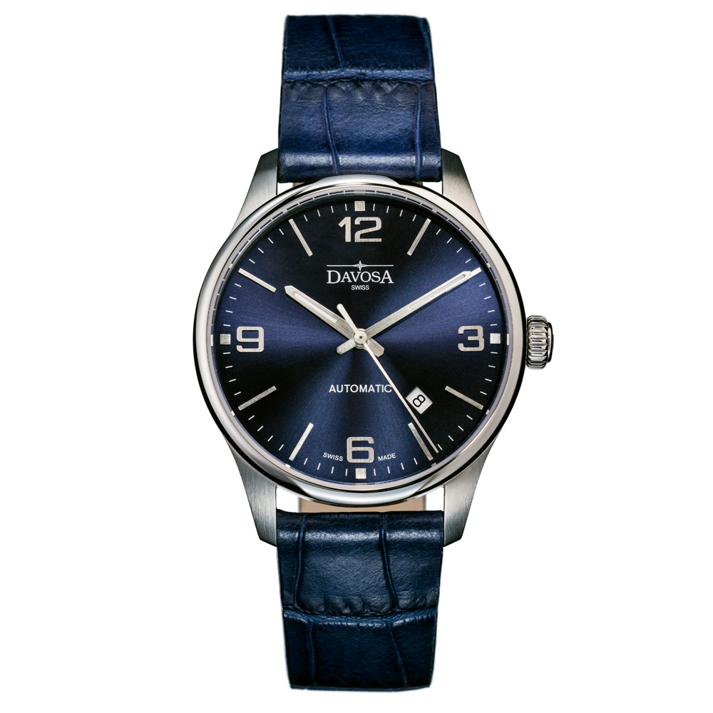 DAVOSA Gentleman 紳士系列經典腕錶-藍/44mm