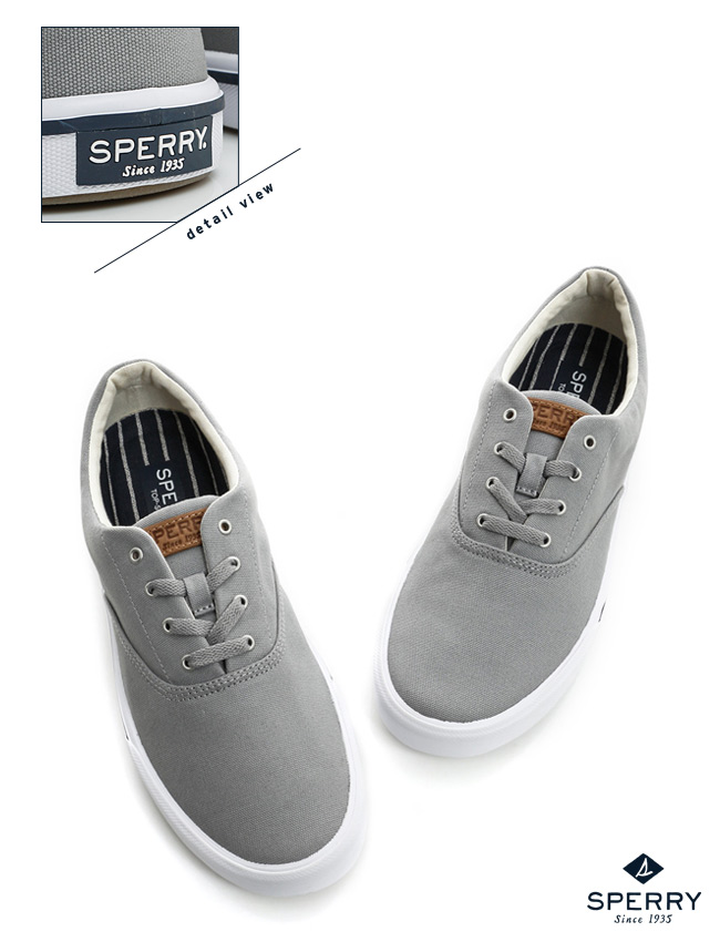 SPERRY Striper 潮流進化吸震減壓帆布休閒鞋(男)-灰