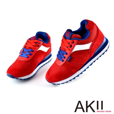 AKII韓國空運‧繽紛輕量級內增高休閒運動鞋女鞋-紅色