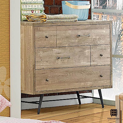 漢妮Hampton巴納比工業風五抽櫃-106x45x90cm