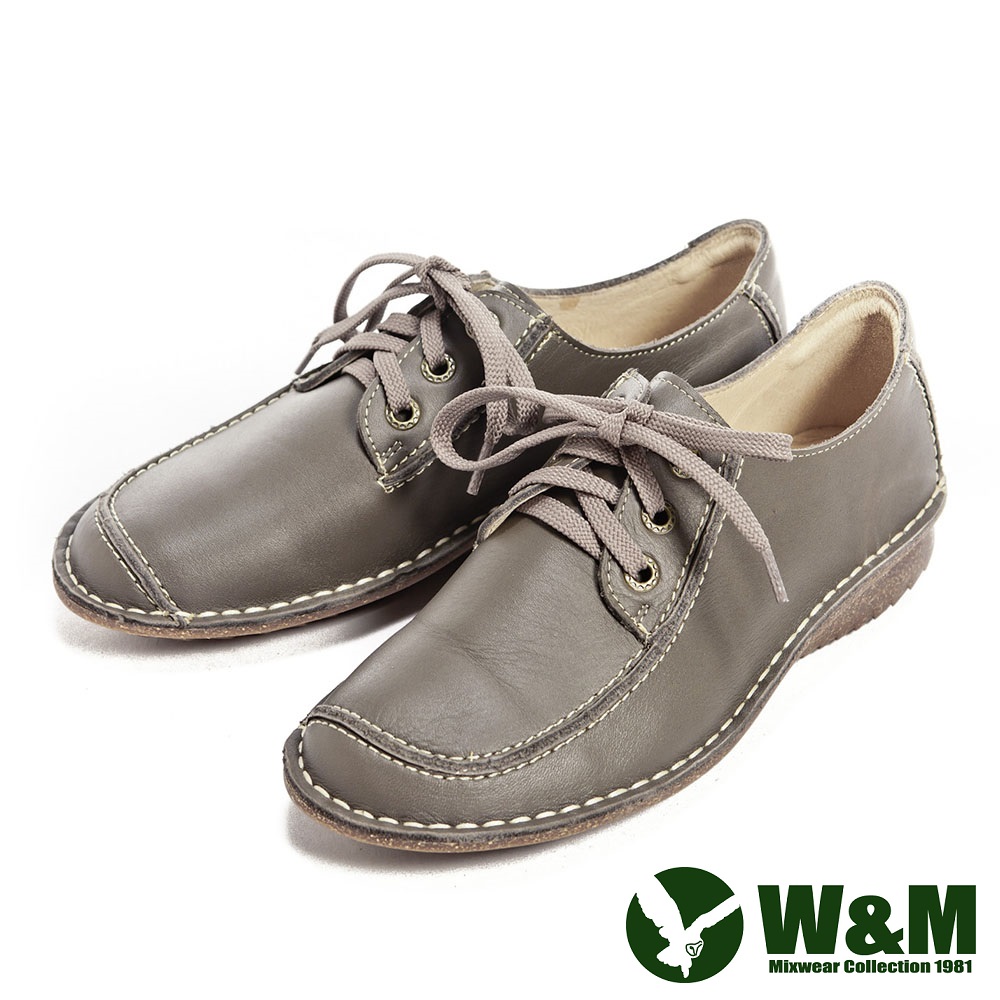W&M 完美線條綁帶中性休閒鞋-灰綠