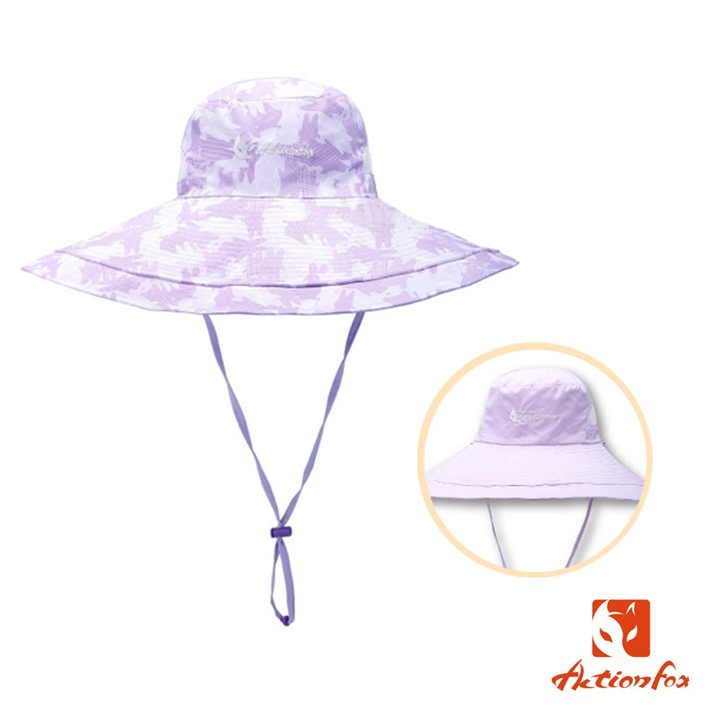 【挪威 ACTIONFOX】抗UV透氣超大帽簷雙面遮陽帽UPF50+_夾花紫