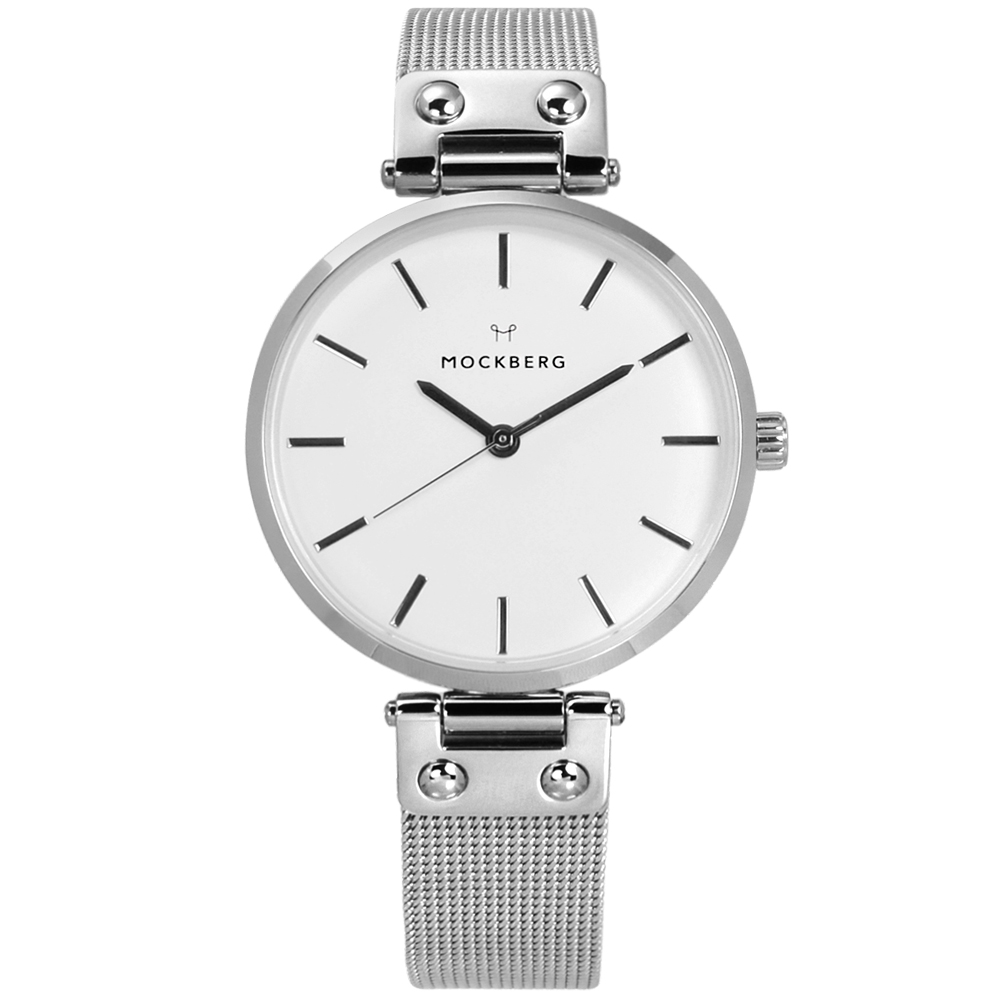 MOCKBERG ELISE 防水米蘭編織不鏽鋼手錶-白色/33mm
