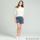 GIORDANO 女裝簡約素色斜紋布休閒短褲-61 靛藍色 product thumbnail 1