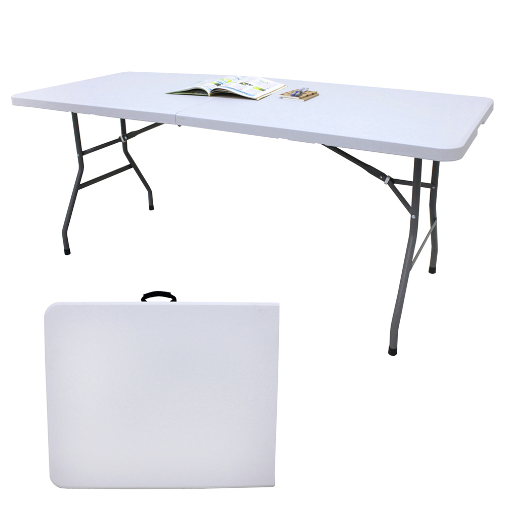 【免工具】寬180公分(4公分厚度)對疊折疊桌/書桌/餐桌/工作桌/野餐桌