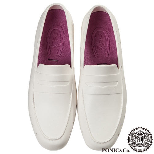 (男/女)Ponic&Co美國加州環保防水洞洞懶人鞋-白色