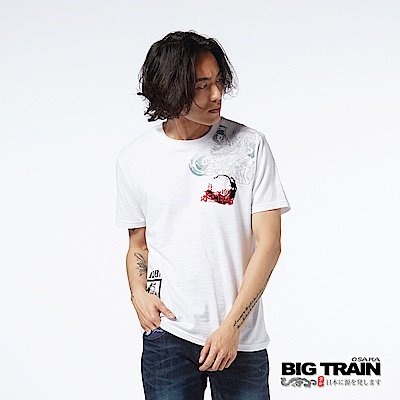 BIG TRAIN 108水滸龍魂圓領短袖-男-漂白