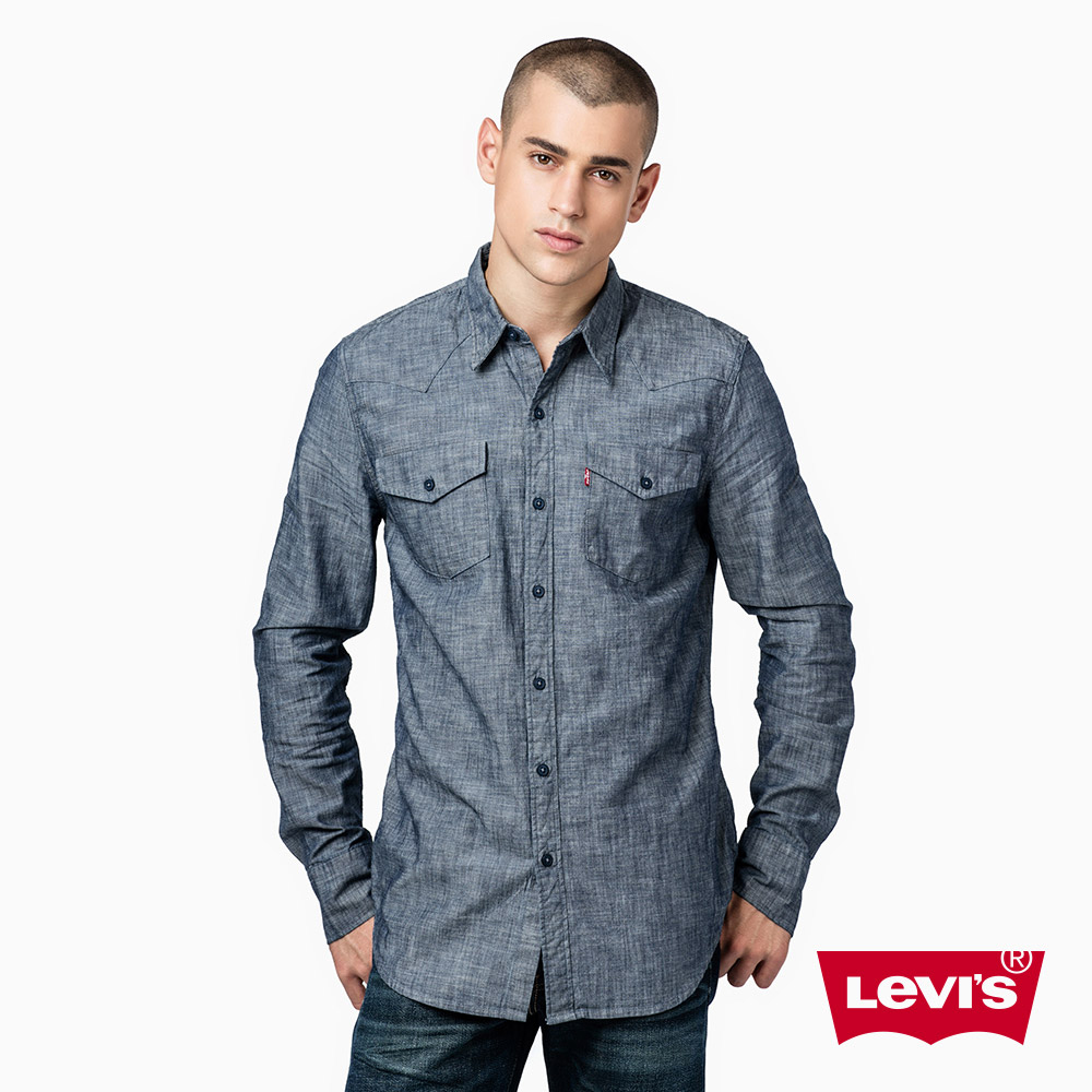 Levis 男款 長袖牛仔襯衫 藍灰色 Wellthread環境友善系列