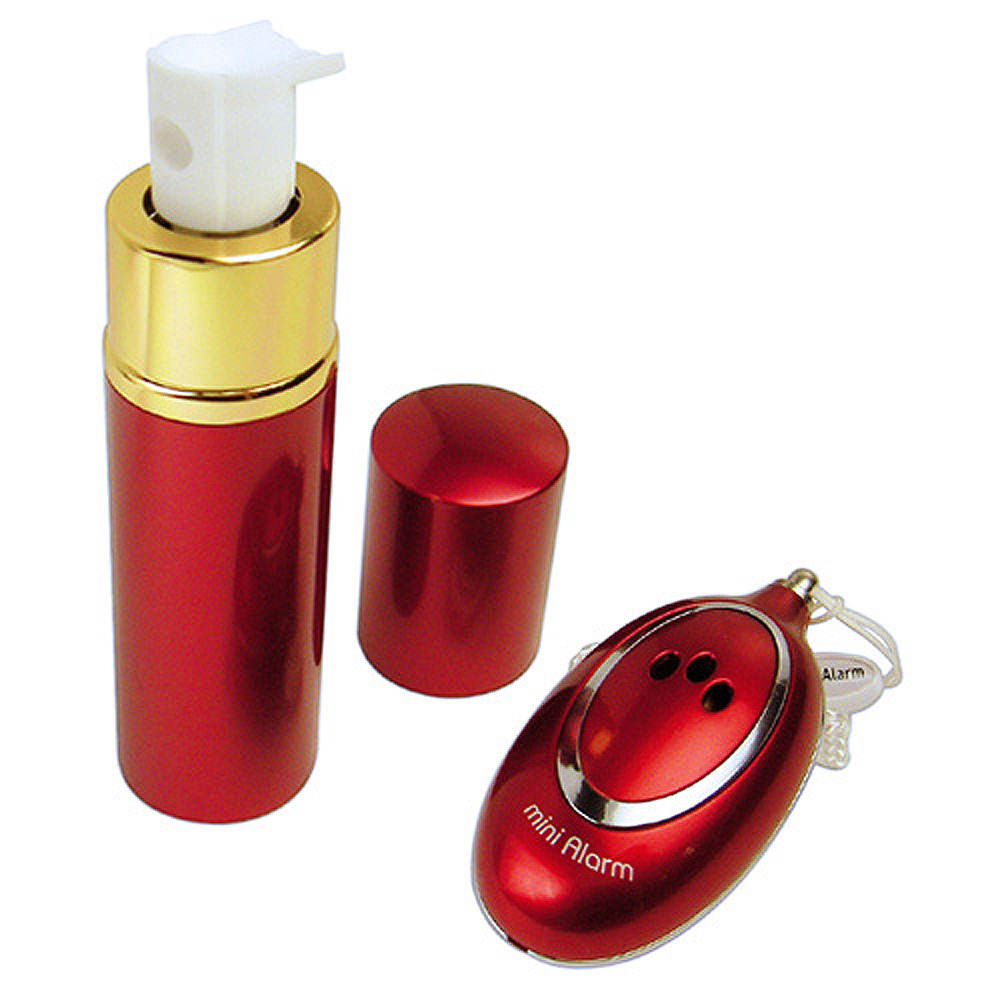 Marvelmax 迷你隨身警報器+口紅防身噴霧器 超值2入組 亮紅色