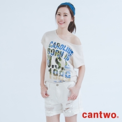 cantwo迷彩印刷純棉短袖T