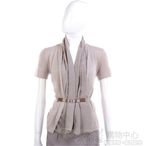 FABIANA FILIPPI 異材質拼接短袖外套(附釦帶/卡其色)